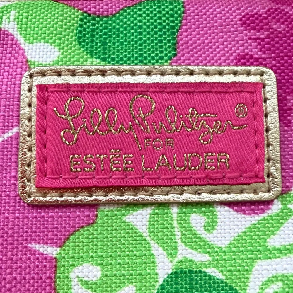 Estee Lauder Lilly Pulitzer Pink Green Makeup Bag Floral Print Collaboration New